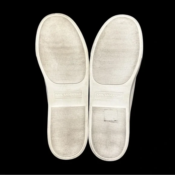 Karl Lagerfeld 9.5 pinned Cambie Women’s Sneakers White Logo low top - Picture 8 of 12